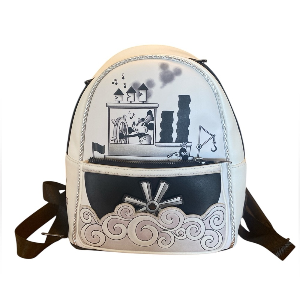 Loungefly Disney Steamboat Willie Music Cruise Mini Backpack Black & White